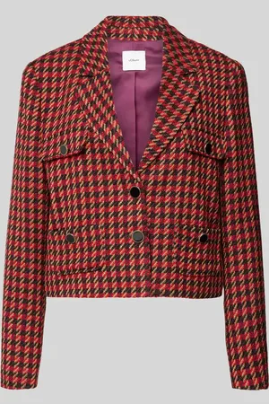 QS by s.Oliver Regular Fit Bouclé-Blazer mit Hahnentrittmuster in , Größe 46