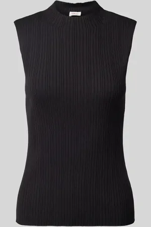 QS by s.Oliver Slim Fit Stricktop aus Viskose-Stretch in Ripp-Optik in , Größe 42