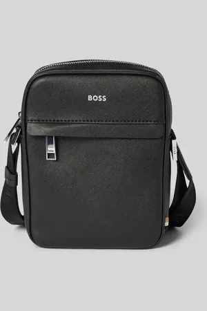 HUGO BOSS Lederumhängetasche mit Label-Schriftzug Modell 