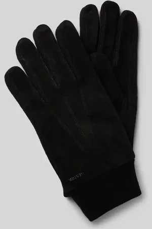 Hestra Lederhandschuhe mit Label-Schriftzug Modell 