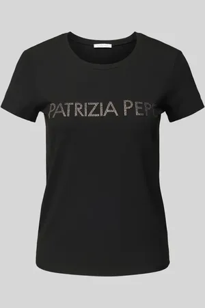 Patrizia Pepe T-Shirt mit Label-Strasssteinbesatz in , Größe 36