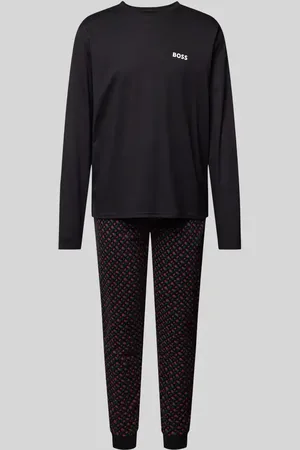 HUGO BOSS Relaxed Fit Pyjama mit Label-Print in , Größe XL