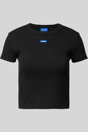 Hugo Blue Cropped T-Shirt mit Label-Detail in , Größe S