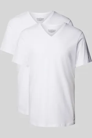 Bread & Boxers T-Shirt mit geripptem V-Ausschnitt in , Größe M
