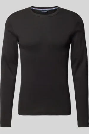 Lindbergh Slim Fit Longsleeve mit geripptem Rundhalsausschnitt in , Größe S