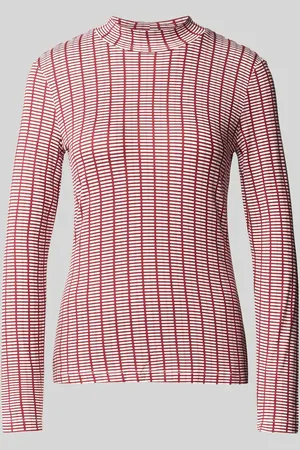 TOM TAILOR Shaped Fit Langarmshirt aus Viskose-Mix mit Allover-Muster in , Größe XS