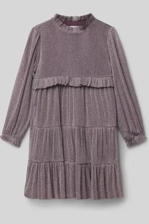 QS by s.Oliver Loose Fit Mesh-Kleid mit Effektgarn und blickdichtem Unterkleid in , Größe 110