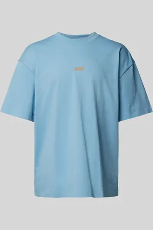 Hugo Blue Oversized T-Shirt aus Viskose mit Label-Print Modell 