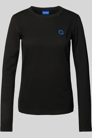 Hugo Blue Longsleeve mit geripptem Rundhalsausschnitt Modell 