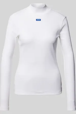 Hugo Blue Longsleeve aus Viskose mit geripptem Stehkragen in , Größe XS