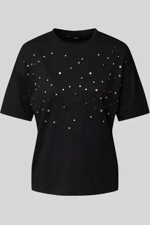 VERO MODA Regular Fit T-Shirt aus reiner Baumwolle mit eingefassten Ziersteinen Modell 