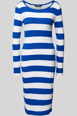 Ralph Lauren Knielanges Kleid mit geripptem Rundhalsausschnitt Modell 