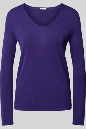 TOM TAILOR Regular Fit Strickpullover aus Baumwoll-Mix mit V-Ausschnitt in , Größe XS
