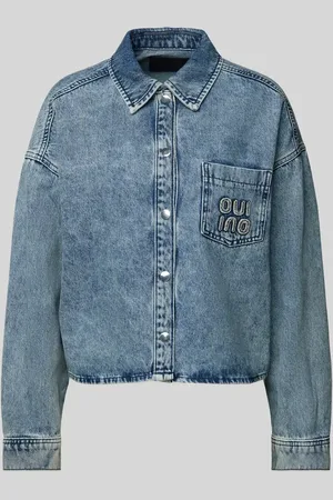 Oui Jeansjacke mit Label-Stitching in , Größe 34
