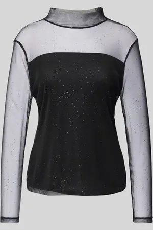 Comma, Slim Fit Longsleeve aus Mesh mit Stehkragen in , Größe 34