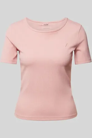 Guess T-Shirt mit geripptem Rundhalsausschnitt Modell 