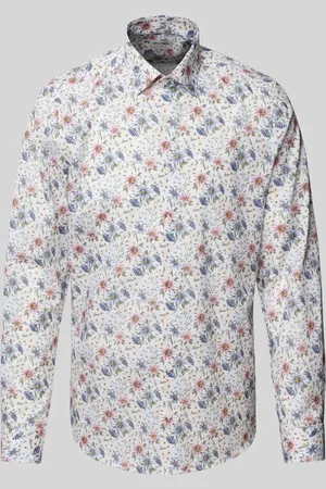 Olymp Slim Fit Businesshemd aus reiner Baumwolle mit floralem Allover-Muster in , Größe 39