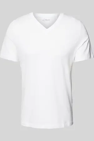QS by s.Oliver Regular Fit T-Shirt aus reiner Baumwolle mit V-Ausschnitt in , Größe S