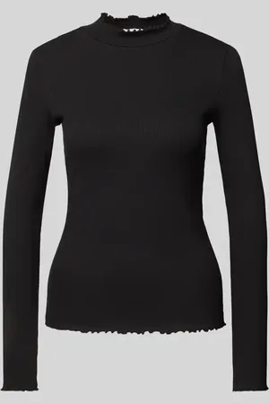 TOM TAILOR Slim Fit Langarmshirt aus Baumwoll-Mix mit Frill-Abschlüssen in , Größe XS