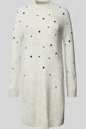 TOM TAILOR Regular Fit Strickkleid mit Herz-Stickereien in , Größe S