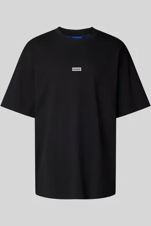 Hugo Blue Oversized T-Shirt aus Viskose mit Label-Print Modell 