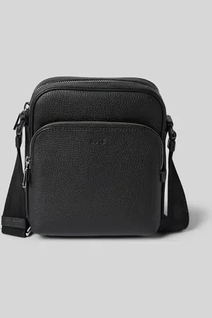 HUGO BOSS Lederumhängetasche mit Label-Prägung Modell 