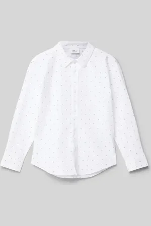QS by s.Oliver Regular Fit Hemd aus Baumwoll-Mix mit Allover-Muster in , Größe 140