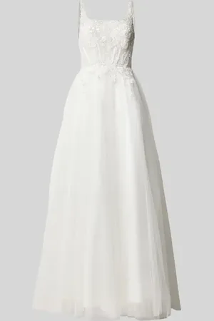 Unique Abendkleid mit Spitzen- und Paillettenbesatz in , Größe 34