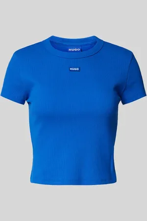 Hugo Blue Cropped T-Shirt mit Label-Detail in , Größe XS