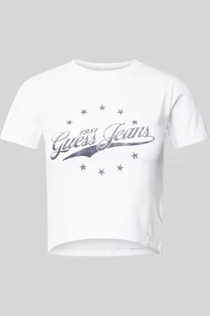 Guess Cropped T-Shirt mit Label-Print in , Größe XS
