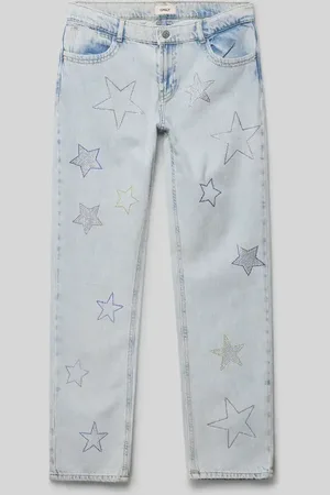 ONLY Straight Fit Jeans aus reiner Baumwolle mit Strasssteinbesatz Modell 
