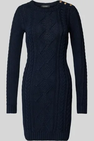 Ralph Lauren Knielanges Strickkleid mit Zopfmuster Modell 