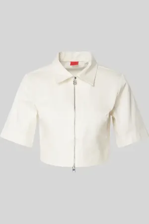 HUGO BOSS Cropped Bluse mit Zweiwege-Reißverschluss Modell 