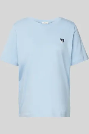 QS by s.Oliver Relaxed Fit T-Shirt aus reiner Baumwolle mit Herz-Stickerei in , Größe 36