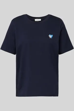 QS by s.Oliver Relaxed Fit T-Shirt aus reiner Baumwolle mit Herz-Stickerei in , Größe 34