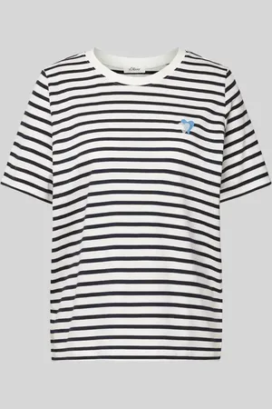 QS by s.Oliver Relaxed Fit T-Shirt aus reiner Baumwolle mit Herz-Stickerei in , Größe 34