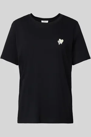 QS by s.Oliver Relaxed Fit T-Shirt aus reiner Baumwolle mit Herz-Stickerei in , Größe 36