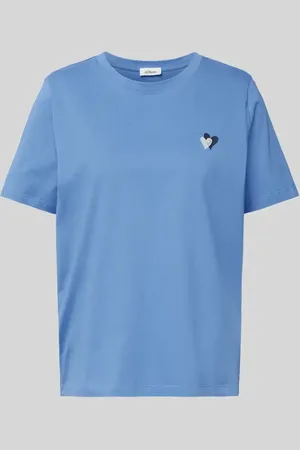 QS by s.Oliver Relaxed Fit T-Shirt aus reiner Baumwolle mit Herz-Stickerei in , Größe 34