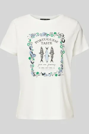 Comma, T-Shirt mit Motiv- und Statement-Print in , Größe 36