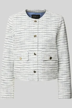 QS by s.Oliver Regular Fit Kurzblazer in Bouclé-Qualität mit Zierknöpfen in , Größe 34