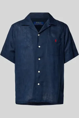Ralph Lauren Custom Fit Leinenhemd mit Resortkragen in , Größe L