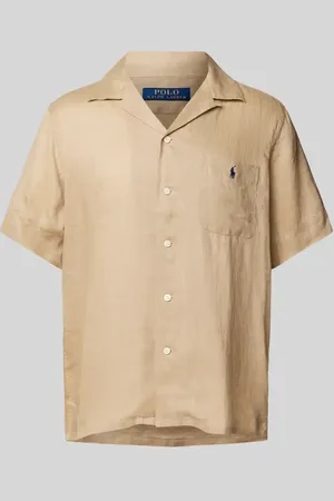 Ralph Lauren Custom Fit Leinenhemd mit Resortkragen in , Größe L