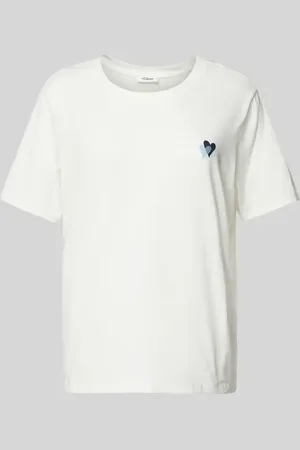 QS by s.Oliver Relaxed Fit T-Shirt aus reiner Baumwolle mit Herz-Stickerei in , Größe 34