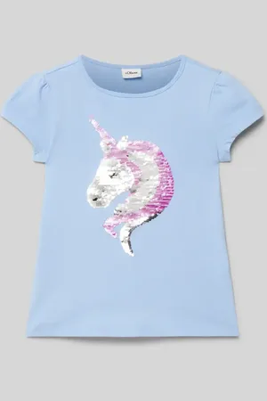 QS by s.Oliver Regular Fit T-Shirt aus reiner Baumwolle mit Wendepailletten in , Größe 116