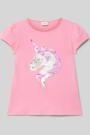 QS by s.Oliver Regular Fit T-Shirt aus reiner Baumwolle mit Wendepailletten in , Größe 140