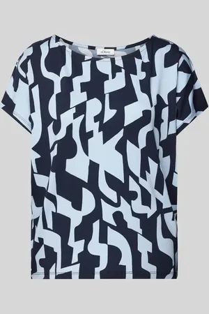QS by s.Oliver Loose Fit T-Shirt aus Viskose-Mix mit abstraktem Muster in , Größe 34