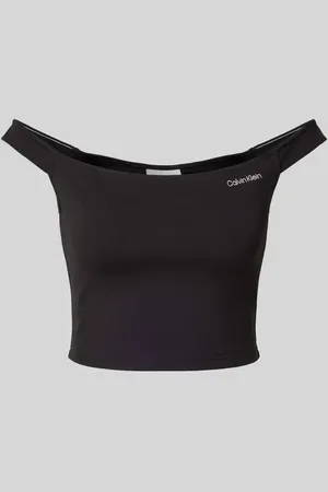 Calvin Klein Crop Top aus Viskose-Mix mit Label-Detail in , Größe L