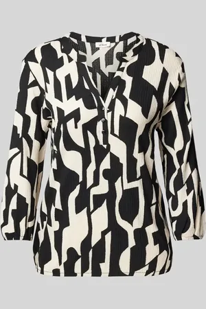 QS by s.Oliver Loose Fit Blusenshirt mit Crêpe-Struktur und 3/4-Arm in , Größe 34