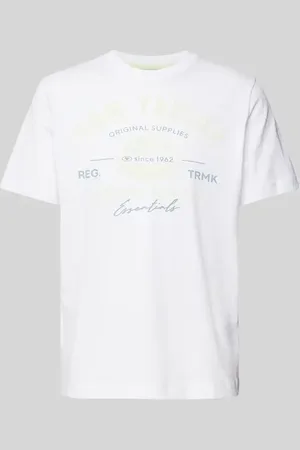 TOM TAILOR Regular Fit T-Shirt aus reiner Baumwolle mit Label Print in , Größe L