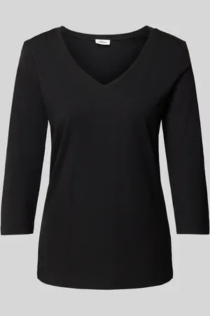QS by s.Oliver Regular Fit 3/4-Shirt aus Baumwoll-Mix-Jersey mit V-Ausschnitt in , Größe 36